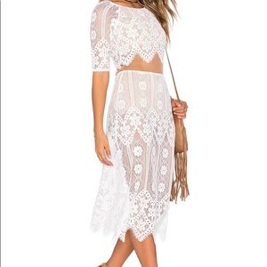 For Love and Lemons x Revolve White Lace Maxi
